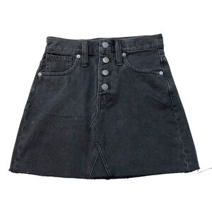 New with Tag Madewell Womens Black A-Line Rigid Denim Button Fly Mini Jean Skirt